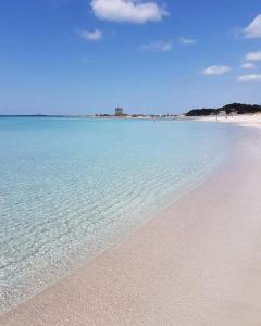 托雷拉皮罗Risa Apulia的一片清澈 ⁇ 蓝的海水和沙滩