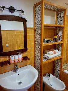 比亚尔LA CASITA DE LAS HADAS的一间带水槽和镜子的浴室