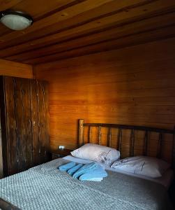 沃罗赫塔Khatky Na Penkakh的一间卧室配有一张床,上面有两条毛巾