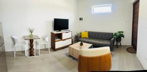 努尔德Paraguana Inn的带沙发和电视的客厅