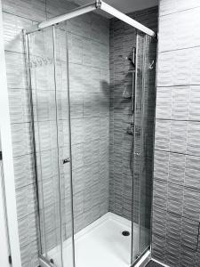 多列毛利诺斯Julia's House的浴室里设有玻璃门淋浴