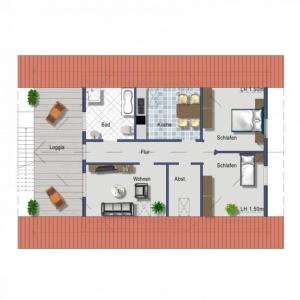 UchteLuxus-Ferienwohnung für Ruhesuchende in der Natur的房屋的平面图