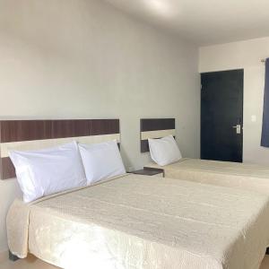 坦皮科HOTEL TAMPICO EXPRESS MORALILLO的酒店的客房 - 带2张带白色枕头的床