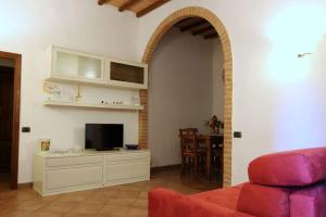 锡耶纳“Il Nespolino” Tuscan Country House的带沙发和电视的客厅