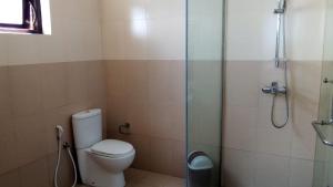 努沃勒埃利耶New Ashley Resorts (PVT) LTD的一间带卫生间和玻璃淋浴间的浴室