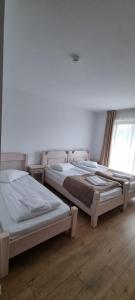 莱斯诺夫Complex Panicel的带窗户的客房内设有两张单人床。