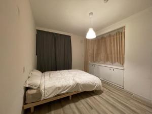 Takagi&HouSE - Vacation STAY 93911v的一间卧室配有一张床和吊灯