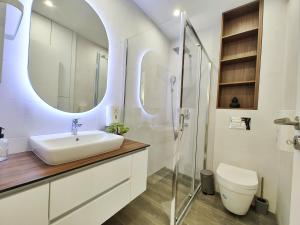 兹拉蒂博尔Velika Recepcija CC Magnet的一间带水槽、卫生间和镜子的浴室