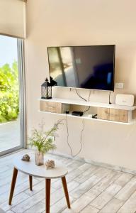 CanoasRibera Del Norte的客厅配有电视和桌子