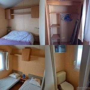 拉波勒mobil home camping *** les ollivaud的一张小房间三张照片,房间带一张床和一间卧室