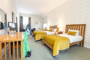 穆尔兰尼Mulranny Park Hotel的酒店客房设有两张床和电视。