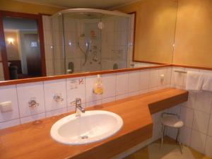 法克湖Gasthaus - Pension Kärntnerhof的一间带水槽和淋浴的浴室