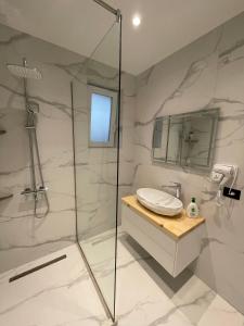LibrazhetHOME 12的带淋浴和盥洗盆的浴室