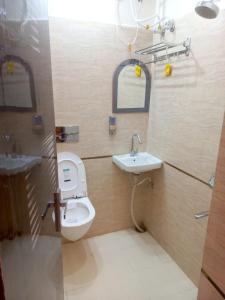 AyodhyaKalash Guest House的一间带卫生间和水槽的浴室
