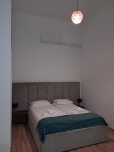 锡比乌ELISABETH HOME Piata Mare的白色客房的一张床位,光线充足