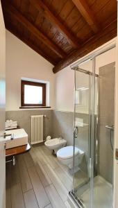 Grandola ed Uniti维奇亚克奥德利亚农家乐的带淋浴、卫生间和盥洗盆的浴室