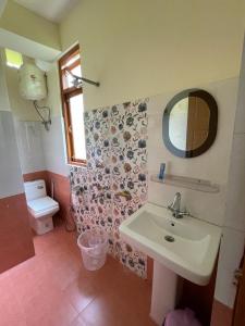 甘托克OYO Home Urvi Griham的一间带水槽、镜子和卫生间的浴室