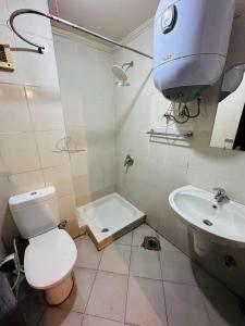 艾因苏赫纳Porto Sokhna Water Front Resort的一间带卫生间和水槽的浴室