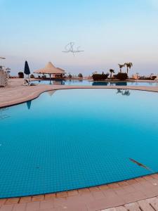 艾因苏赫纳Porto Sokhna Water Front Resort的度假村内的大型蓝色游泳池