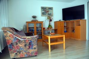 斯马尔诺Hiša v Travniku的带沙发和电视的客厅