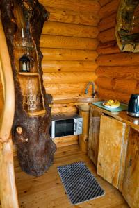 KhuloCottage farvana的小木屋内厨房的内部景色