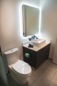 迈阿密Miami High Town View 1610的一间带卫生间、水槽和镜子的浴室