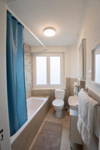 巴塞尔Jungstay Apartments- near Basel的带浴缸、卫生间和盥洗盆的浴室