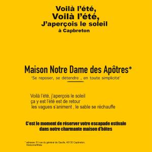 卡布勒通Maison Notre Dame des Apôtres的带有单词mission通知舞蹈的黄色文档