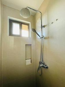 伊洛伊洛WV 4 Urban Studio的浴室里设有玻璃门淋浴