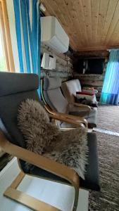 拉努阿In Love with Lapland Cabin的客厅配有两把椅子和一张沙发