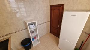 马拉加Historic Malaga Centro Rooms的小房间设有白色冰箱和门