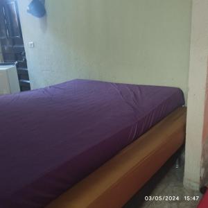 北茹阿泽鲁Hostel parque ecológico的一张带紫色床单的床铺