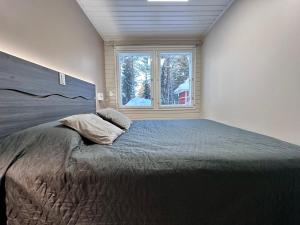 鲁卡Villa Kiviaapa in Ruka Kuusamo的一间卧室设有一张大床和一个窗户。