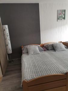 JasenicaChatka Katka的一间卧室配有带枕头和台灯的床