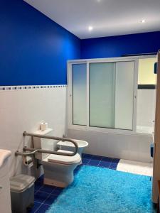 富尔纳斯Quinta de Santana - Queimadas的一间带卫生间和蓝色墙壁的浴室
