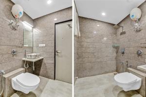 新德里Hotel Park Seven Near Delhi International Airport的一间带卫生间和水槽的浴室