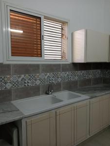 古莱比耶Maison a louer à kelibia的厨房设有水槽和窗户。