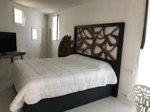 伊维萨镇LA MAISON BLANCHE IBIZA 5*的一间卧室配有一张床和一台电视