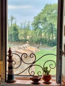 锡耶纳Casale Collecchio Siena的享有长颈鹿景致的窗户