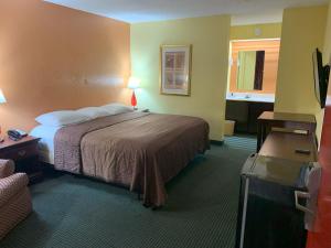 都柏林雷拉克丝套房汽车旅馆的一间酒店客房 - 带一张床和一间浴室