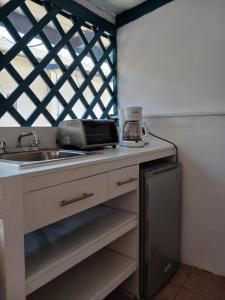 南圣胡安Hostel SaltWater的厨房配有水槽和台面
