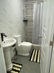 博卡奇卡Merengue House的一间带卫生间和水槽的浴室