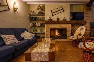 埃尔切德拉谢拉Casas Rurales de Vicorto的带沙发和壁炉的客厅