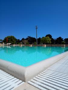 奥特朗托Tenuta I Quattro Venti的一个空的蓝色泳池