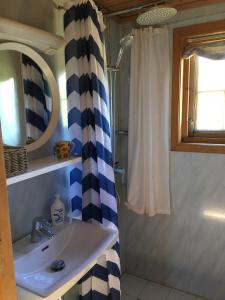 VågsliHaukeli Mountain Cabin的一间带水槽和淋浴的浴室