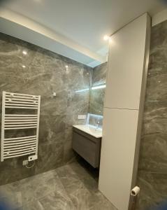 戛纳Superbe Appartement Hypercentre climatisé的一间带水槽和镜子的浴室