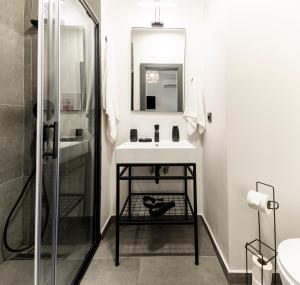 伊斯坦布尔Primera Suite的一间带水槽和淋浴的浴室