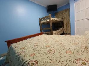 特尔马斯德里奥翁多Arizona B&P的一间卧室设有一张床和蓝色的墙壁