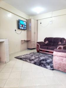 MeruSunset suite的带沙发和电视的客厅