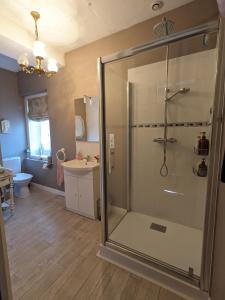 ChaillandChailland Home with a view的带淋浴、卫生间和盥洗盆的浴室